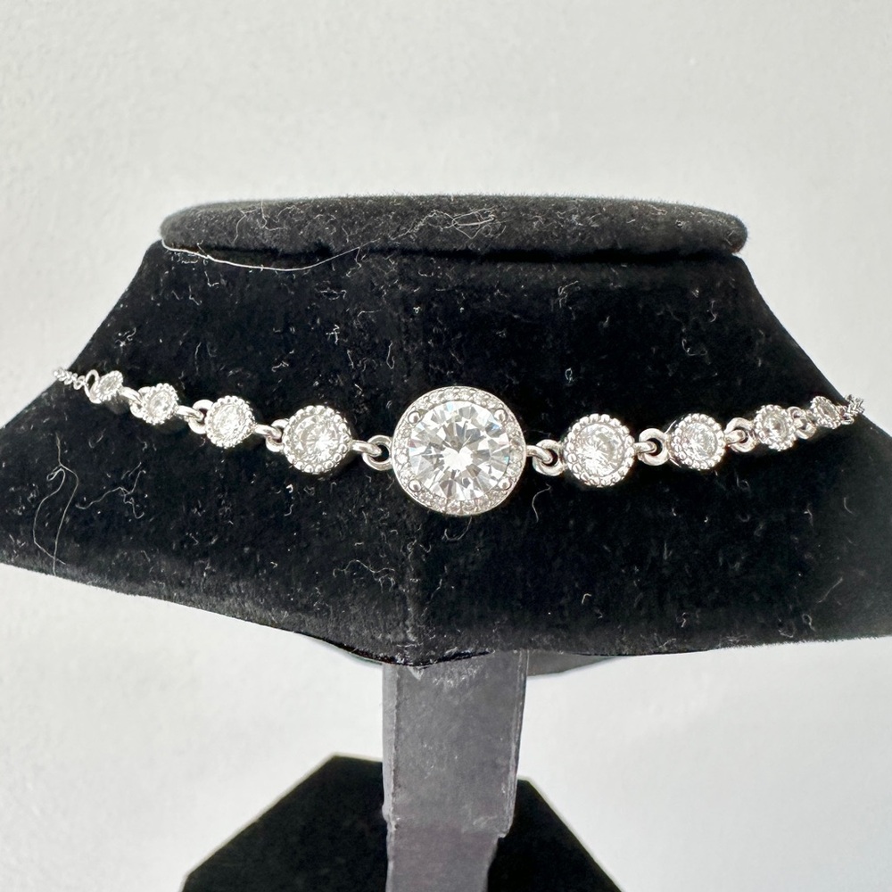 L4- Set of Freshwater Baroque Pearl Bracelet 7 inches & CZ Bracelet 6.75 in - Picture 2 of 10